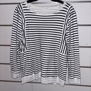 Talbots‎ Navy Blue and White Striped Long Sleeve Tee